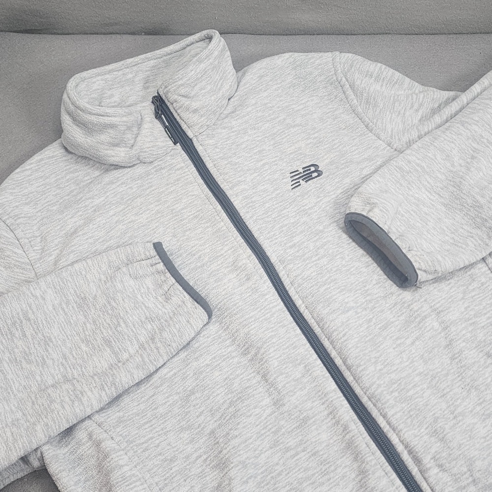 New Balance Fleece Jacket Heather Grey Full Zip Mock Neck Mens Large
